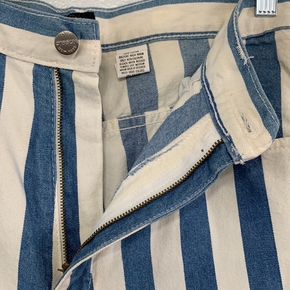 Vintage 90s Sasson Blue White Vertical Striped High Waisted Mom Jeans Size 7 - Picture 5 of 7